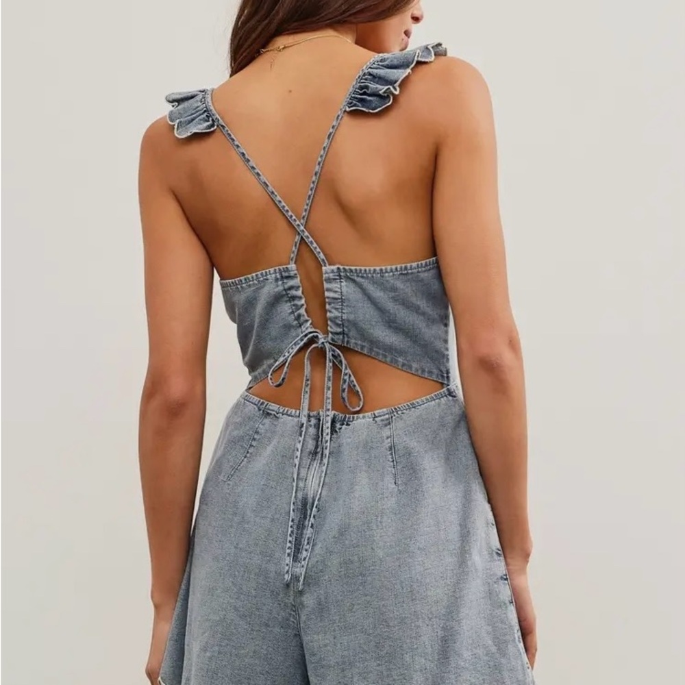 Stylish Denim Backless Jumpsuit